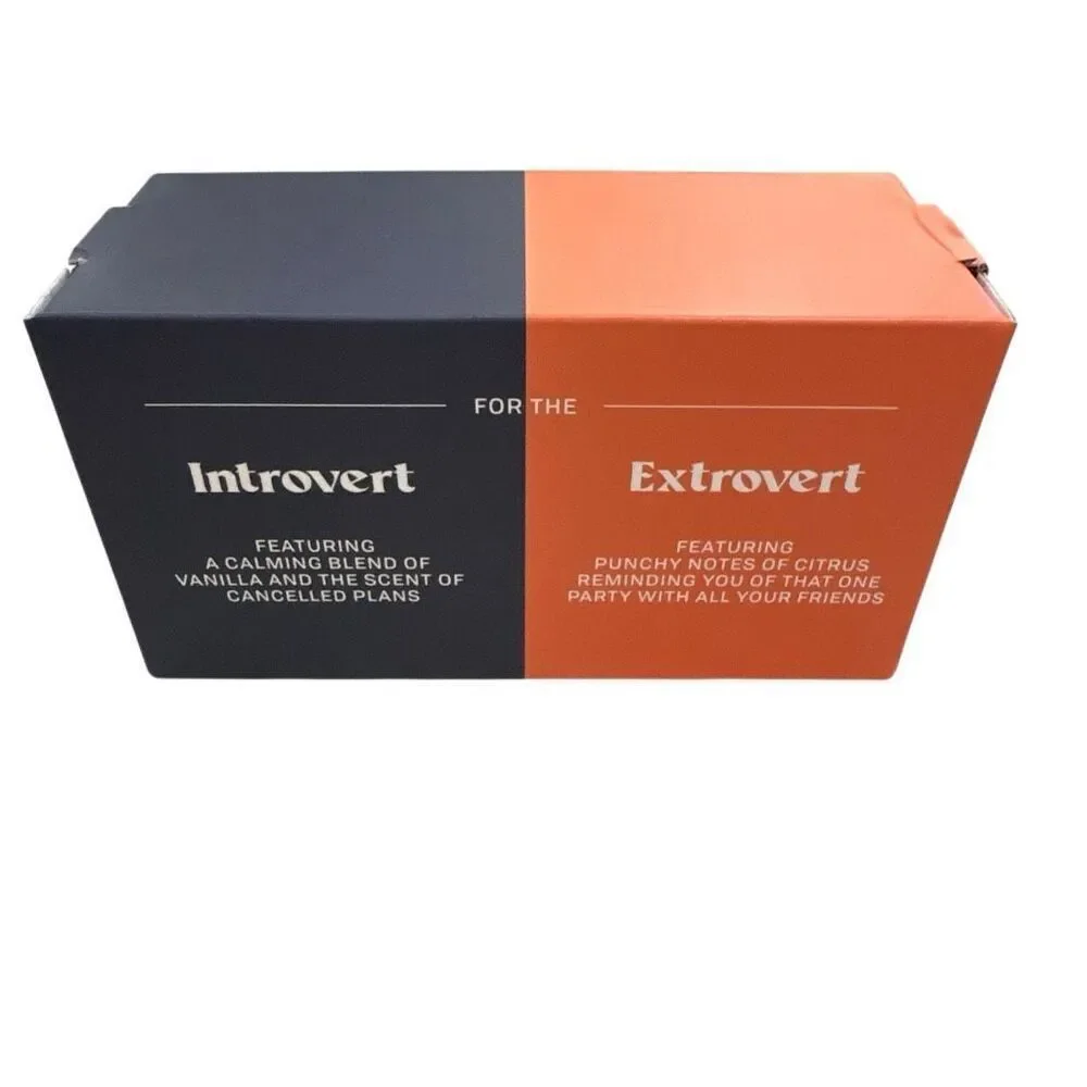 Personality Candles Introvert & Extrovert 2 Scents Soy Blend 4oz ea Gift Set NIB